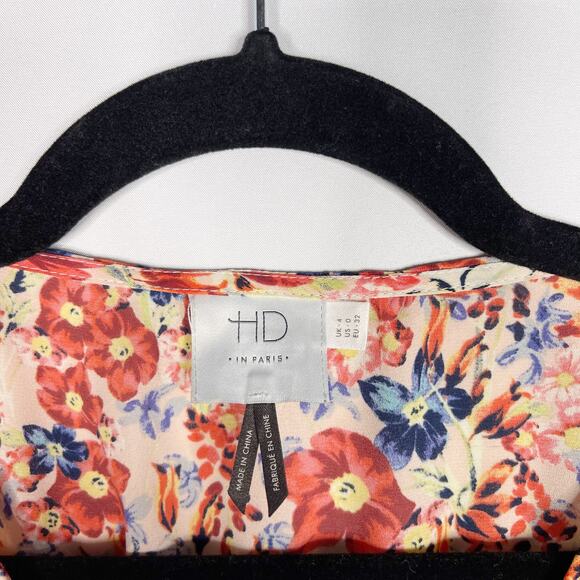 Anthropologie HD in Paris 0 Palo Alto Floral Blouse Floral Patchwork Tie Front - Picture 9 of 12